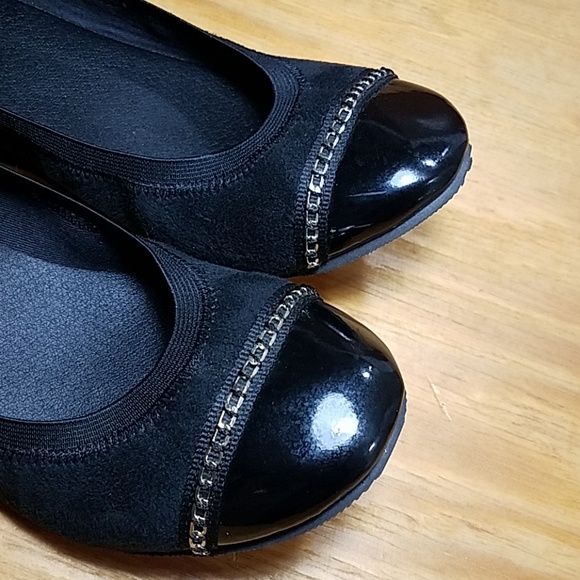 Seychelles black ballet flats faux suede, patent - Picture 3 of 8